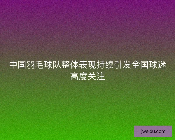 中国羽毛球队整体表现持续引发全国球迷高度关注
