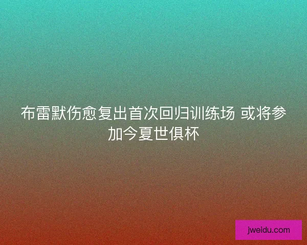 布雷默伤愈复出首次回归训练场 或将参加今夏世俱杯