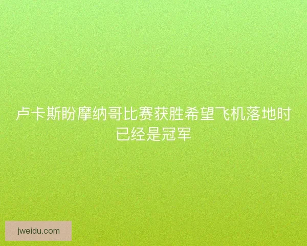 卢卡斯盼摩纳哥比赛获胜希望飞机落地时已经是冠军